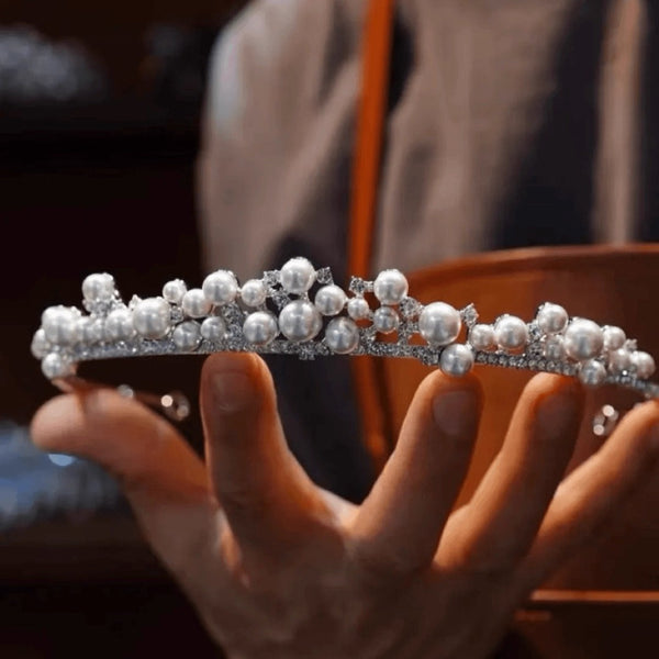 17262 cute pearls Crystal Wedding Tiaras Headpieces