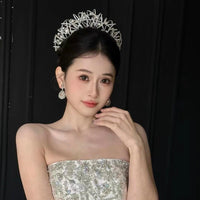 st1-17439 Irregular Pearls Wedding Tiaras Crowns