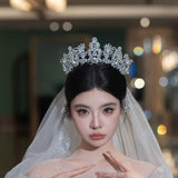st1-17523 Luxurious Round Zircon Wedding Tiaras Headpieces