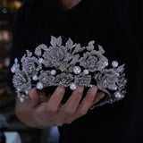 st1-17610 Oversize Pearls Flower Wedding Tiaras