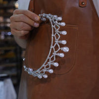 17702Korean Pearls&Crystal Wedding Tiaras Headpieces