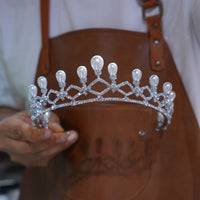 17702Korean Pearls&Crystal Wedding Tiaras Headpieces