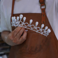 17702Korean Pearls&Crystal Wedding Tiaras Headpieces