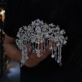 st1-17740 European Zircon Tassels Wedding Crown