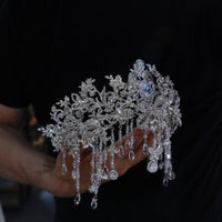 st1-17740 European Zircon Tassels Wedding Crown