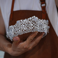 1st1-17777 European Pearls Zircon Wedding Crowns
