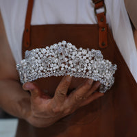 1st1-17777 European Pearls Zircon Wedding Crowns