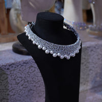 Princess Silver pearl&Zircon Bridal Crowns Tiaras 17990