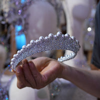 Princess Silver pearl&Zircon Bridal Crowns Tiaras 17990