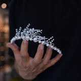 17817 Korean Pearls&Crystal Wedding Tiaras Headpieces