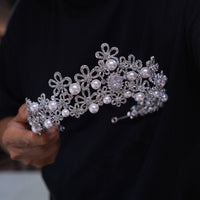 17892 Korean Pearls&Crystal Wedding Tiaras Headpieces