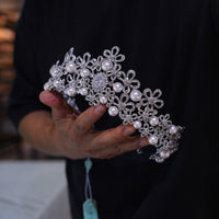 17892 Korean Pearls&Crystal Wedding Tiaras Headpieces