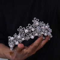 17892 Korean Pearls&Crystal Wedding Tiaras Headpieces