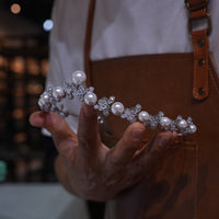 17941 Korean Pearls&Crystal Wedding Tiaras Headpieces