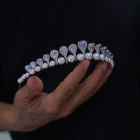 17942 Korean Pearls&Crystal Wedding Tiaras Headpieces