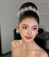 Mini pearls Queen Wedding Tiaras Crown with earring 18015