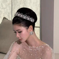 Mini pearls Queen Wedding Tiaras Crown with earring 18015
