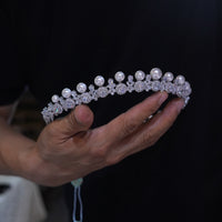 European pearl&zircon brides Tiaras crown 17985