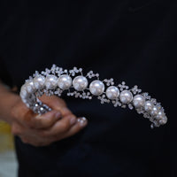 European pearl&zircon brides Tiaras crown 17986