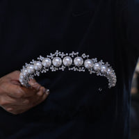 European pearl&zircon brides Tiaras crown 17986