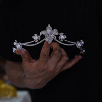 combined Silver Zircon Bridal Crowns Tiaras 17992