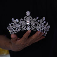 combined Silver Zircon Bridal Crowns Tiaras 17992