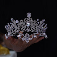 combined Silver Zircon Bridal Crowns Tiaras 17992