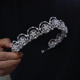 Mini pearls Queen Wedding Tiaras Crown with earring 18015