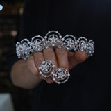Mini pearls Queen Wedding Tiaras Crown with earring 18015
