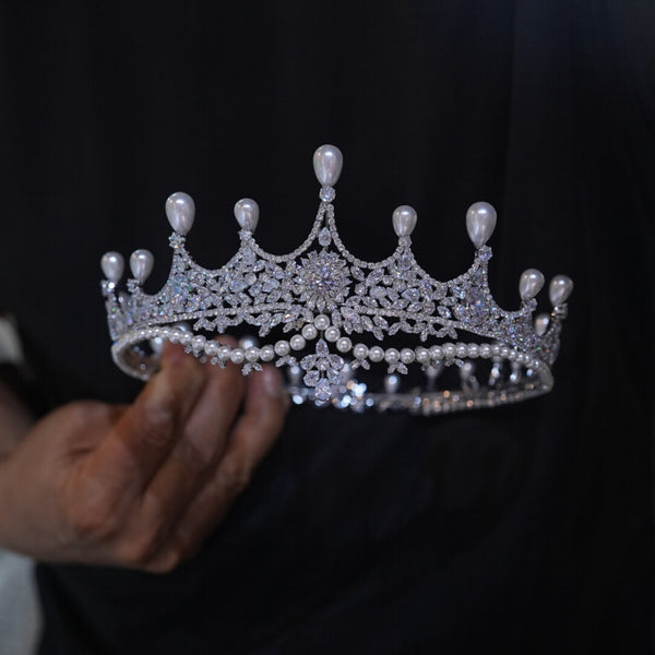 European Round Zircon Wedding Tiaras Crown 18033