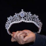 Baroque Pearls&Crystals Wedding Crown Headpieces 18048