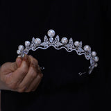 Pearls&Zircon Wedding Tiaras Crown 18066