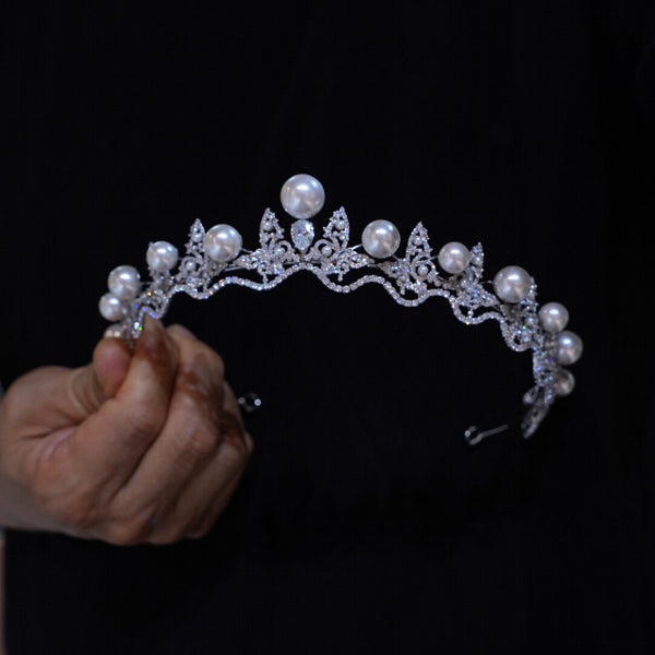 Pearls&Zircon Wedding Tiaras Crown 18066