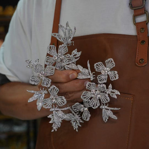 fashion silver crystal brides hair barrttes 18069