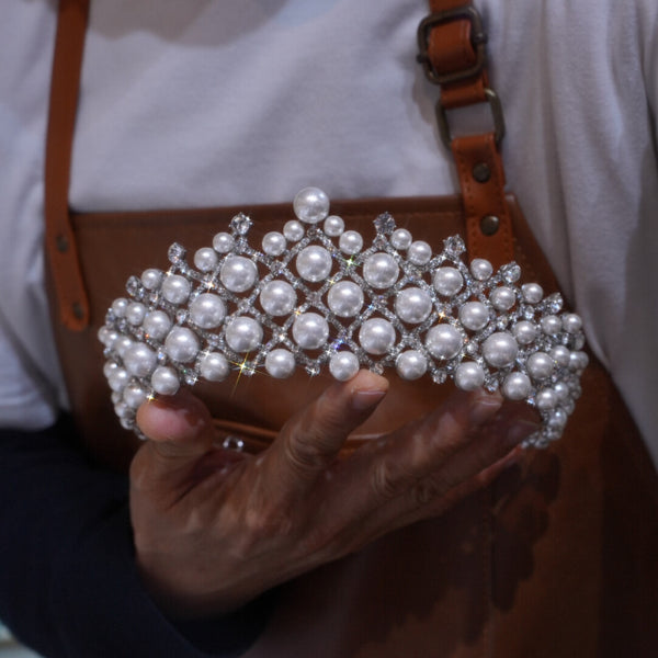 Pearls&Zircon Wedding Tiaras Crown 18073