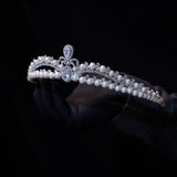 Baroque Pearls&Crystals Wedding Crown Headpieces