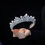 Baroque Pearls&Crystals Wedding Crown Headpieces 18125