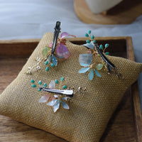 Vintage Beadings Resin Flower Headdress Leaves Brides Hairpins