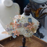 3 Pics Vintage Resin Flower Rhinestone Bridal Barrettes