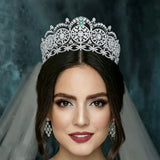 Bohemian Grean Zircon Tiara Headpieces Wedding Crown GSHG-192A