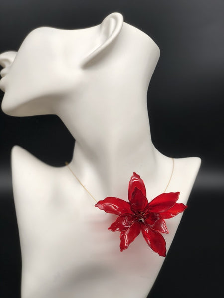 Red flower necklace