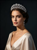 Fantanstic CZ Zircon Crystal Silver Wedding Crowns Tiaras Headpieces