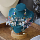 Handmade Purple Resin Leaves Long Earrings