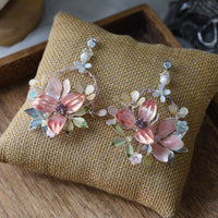 Handmade Peach Pink Flower Girls Earring