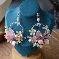 Handmade Peach Pink Flower Girls Earring