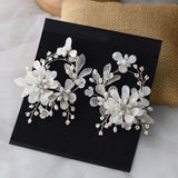 White Flower Beadings Oversize Brides Earring