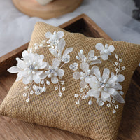White Flower Beadings Oversize Brides Earring