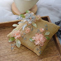 Romantic Pink&Green Brides Barrettes AP-3905