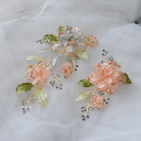 Romantic Pink&Green Brides Barrettes AP-3905