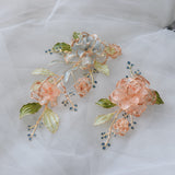 Romantic Pink&Green Brides Barrettes AP-3905